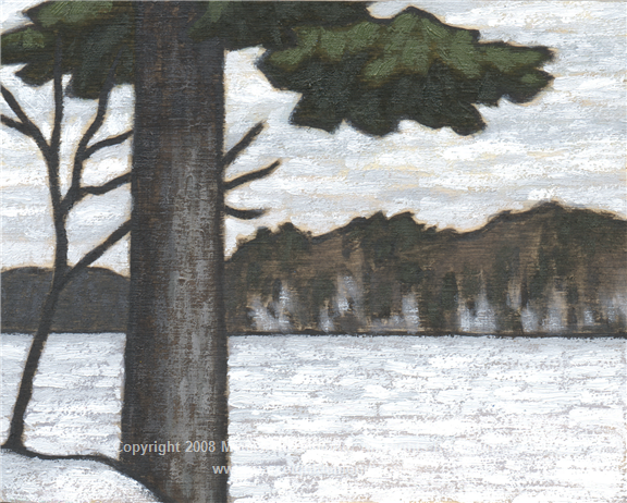 frozen lake white pine