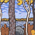 Autumn Birch Pine Boulder - 
                        H: 7
                          
                        W: 9
                         - 
                        At the lake for that one perfect weekend in the fall.
                        